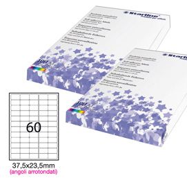 Etichetta adesiva bianca 100fg A4 37,5x23,5mm (60et/fg angoli tondi STARLINE