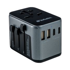 Adattatore da viaggio Verbatim UTA-03 PD30W / QC / 2xUSB / 2xType-C