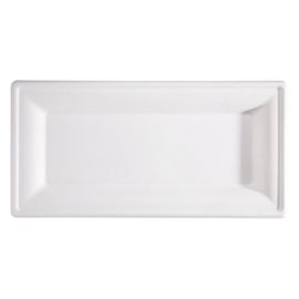 50 Piatti rettangolari monouso in canna da zucchero 26x13cm bianco Signor Bio