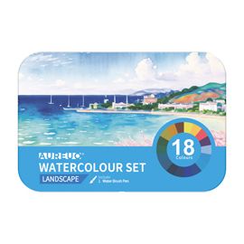 Set 18 demi-godet + pennello brush colori paesaggi DOM