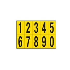 Foglio con 10 numeri autoadesivi da 0 a 9 nero/giallo 70x124mm