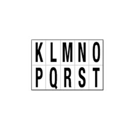 Foglio con 10 lettere autoadesive da K a T nero/bianco 56x99mm