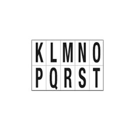 Foglio con 10 lettere autoadesive da K a T nero/bianco 70x124mm