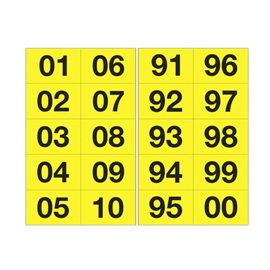 Kit numeri adesivi da 01 a 99 nero/giallo 44x34mm