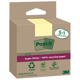 Cf. 3+1pz blocco 70fg Post-it®SuperSticky Green 76x76mm 654R-SSCY3+1 giallo