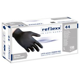 Conf 100 Guanti In lattice s/polvere R44 taglia L nero Reflexx