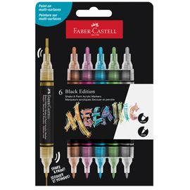 Astuccio 6 marcatori ShakePaint Black Edition colori assortiti metallic Faber-Ca