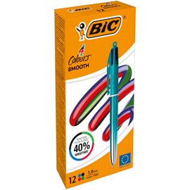 Scatola 12 penna sfera a scatto 4 Colori Smooth fusto verde acqua 1.0mm BIC®