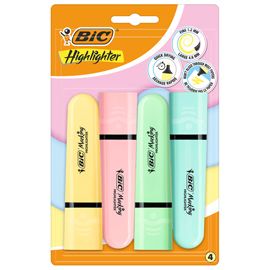 Astuccio 4 evidenziatori Flat colori assortiti pastel BIC®