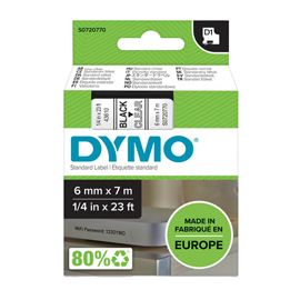 NASTRO DYMO TIPO D1 (6MMX7MT NERO/TRASPARENTE 436100