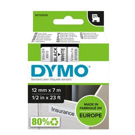 NASTRO DYMO TIPO D1 (12MMX7M NERO/BIANCO 450130