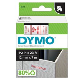 NASTRO DYMO TIPO D1 (12MMX7M ROSSO/BIANCO 450150
