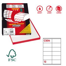 Etichetta adesiva C/504 bianca 100fg A4 105x48mm (12et/fg Markin