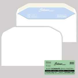 25 buste SILVER MATIC FSC® gommata bianca s/finestra 110x230mm 80gr Pigna Envelo