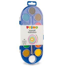 PASTIGLIE ACQUERELLO IN 12 COLORI D 30mm PRIMO