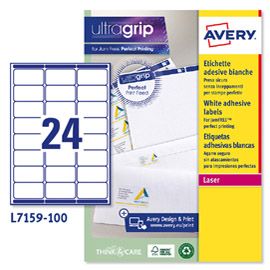 Etichetta adesiva L7159 bianca 100fg A4 63,5x33,9mm (24et/fg Avery