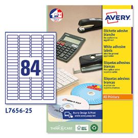 Etichette adesive L7656 bianche 25fg A4 46x11,1mm (84et/fg inkjet/laser Avery
