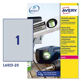 Poliestere adesivo L6013 argento 20fg A4 210x297mm (1et/fg laser Avery