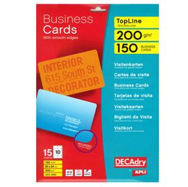 TASCHETTA 15FG DA 10 BIGLIETTI VISITA BIANCO 200GR ARROTONDATI BORDO LISCIO