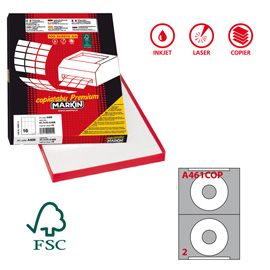 Etichetta adesiva A/461 bianca 100fg A4 x CD D114,5mm foro 41(2et/fg coprente