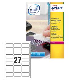 Poliestere adesivo L6114 bianco antim. 20fg A4 63,5x29,6mm (27et/fg laser Avery
