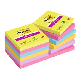 BLOCCO 90foglietti Post-it® Super Sticky 76x76mm ULTRACOLOR 654-12SSUCC