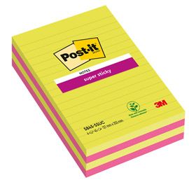 BLOCCO 45foglietti Post-it® Super Sticky 127x203mm righe ULTRACOLOR 5845-4SSUC