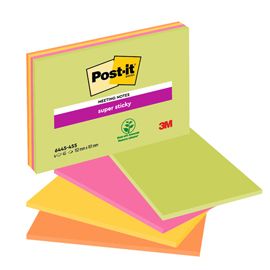 BLOCCO 45foglietti Post-it® Super Sticky 101x152mm MEETING NOTE NEON 6445-SSP