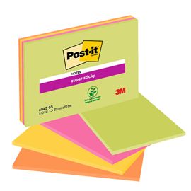 BLOCCO 45foglietti Post-it® Super Sticky 203x152mm MEETING NOTE NEON 6845-SSP