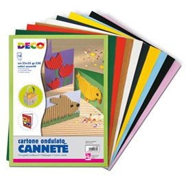 BUSTA 10FG CARTONCINO ONDULATO 25X35CM CANNETE' colori assortiti DECO