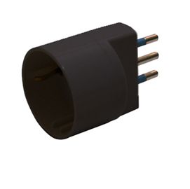 ADATTATORE SEMPLICE NERO CON SPINA 2P+T 16A - PRESA SCHUKO 16A