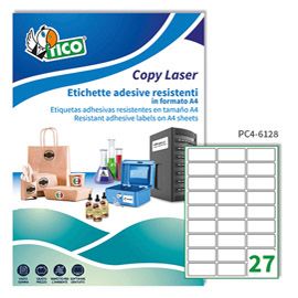 Poliestere adesivo PC4 trasparente 100fg A4 61x286mm (27et/fg laser Tico