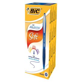 SCATOLA 12 PENNE SFERA SCATTO BIC®ATLANTIS PREMIUM clip metal 1,0MM BLU