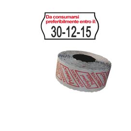 PACK 10 ROTOLI 1000 ETICH. 26x12mm ONDA ''Da consumarsi...'' BIANCO PERM. Printe