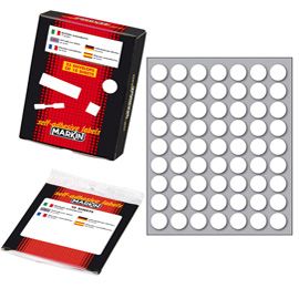 Etichetta adesiva bianca tonda D14mm (10fogli x 63etichette Markin