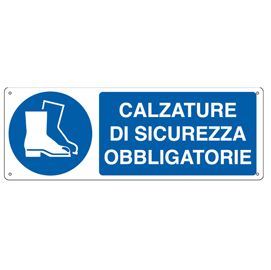 CARTELLO ALLUMINIO 35x12,5cm 'Calzatura di sicurezza obbligatoria''
