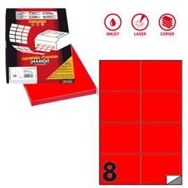 Etichetta adesiva C/512 rosso fluo 100fg A4 105x74,25mm (8et/fg Markin