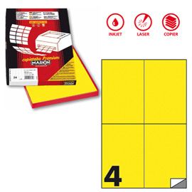 Etichetta adesiva C/519 giallo fluo 100fg A4 105x148,5mm (4et/fg Markin