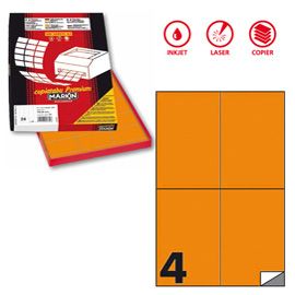 Etichetta adesiva C/519 arancio fluo 100fg A4 105x148,5mm (4et/fg Markin