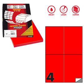 Etichetta adesiva C/519 rosso fluo 100fg A4 105x148,5mm (4et/fg Markin