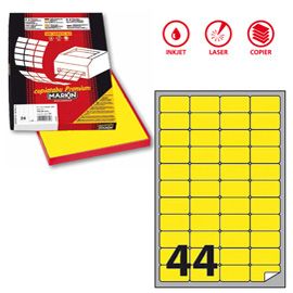 Etichetta adesiva A/406 giallo fluo 100fg A4 47,5x25,5mm (44et/fg Markin