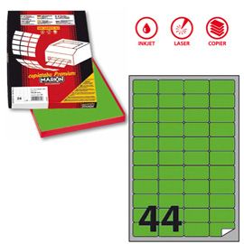 Etichetta adesiva A/406 verde fluo 100fg A4 47,5x25,5mm (44et/fg Markin