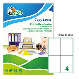 Etichetta adesiva LP4W bianca 100fg A4 105x148mm (4et/fg Laser Tico