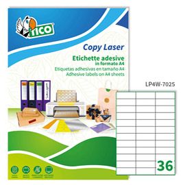 Etichetta adesiva LP4W bianca 100fg A4 70x25mm (36et/fg Laser Tico