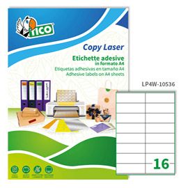 Etichetta adesiva LP4W bianca 100fg A4 105x36mm (16et/fg Laser Tico