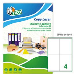 Etichetta adesiva LP4W bianca 100fg A4 105x140mm (4et/fg Laser Tico