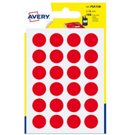 Blister 168 etichetta adesiva tonda PSA rosso D15mm Avery