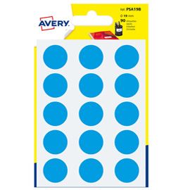 Blister 90 etichetta adesiva tonda PSA blu D19mm Avery