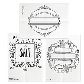 Set 3 stencil su foglio A2 a tema ''SCONTI'' Securit