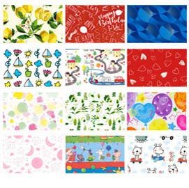 Espositore 50 rotoli carta regalo in fantasie assortite 2mt x 70cm Rex Sadoch